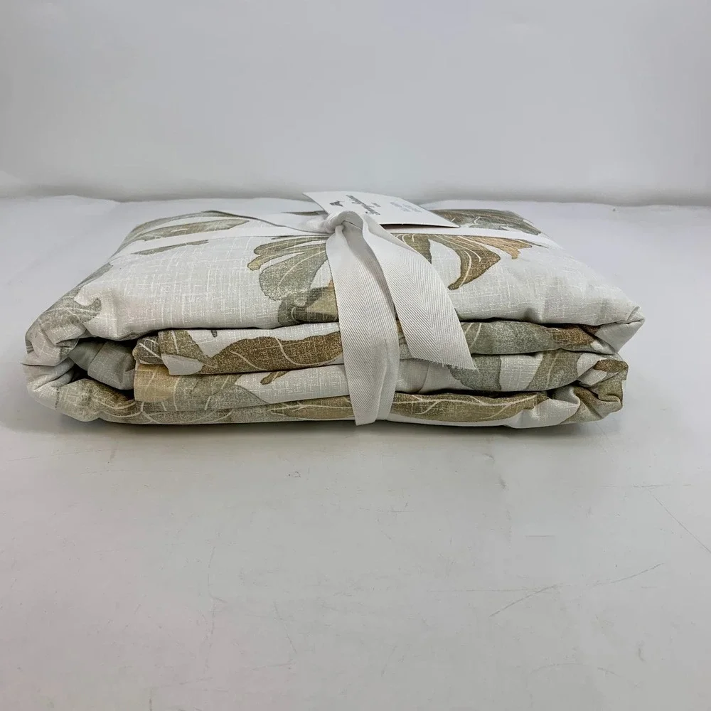 Tommy Bahama Home Full/Queen Duvet Cover Set Green &‎ Beige Leaf Pattern